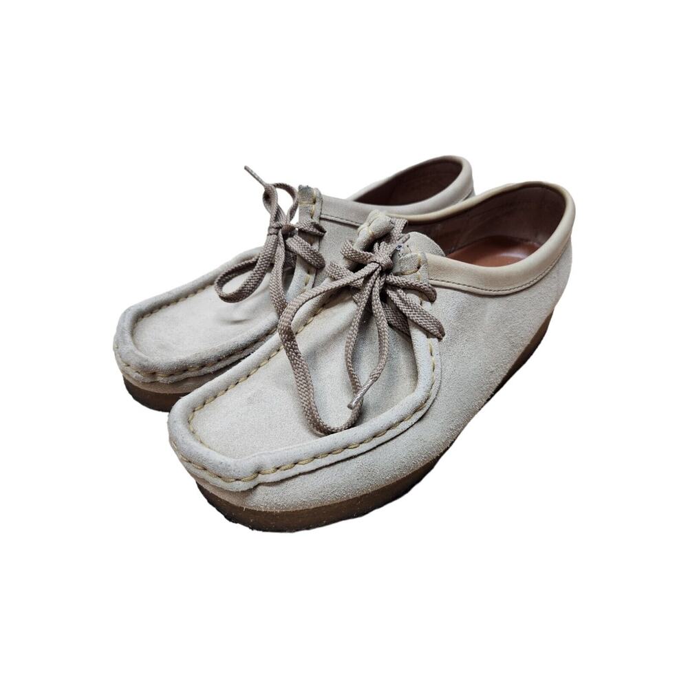 Clark's Original Wallabee Sz 8 M Womens Shoes Sand Suede Booties Tan moccasin
